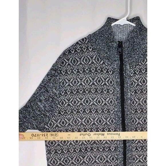 Buffalo Cardigan Jacket Men XL Gray Fair Isle Zip Flannel Lined Mock Old Money - Picture 8 of 12